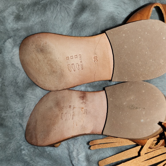 Santo Calzature. Roma S. 38 Fringe Brown Leather Bohemian Gladiator Sandals - Picture 7 of 8